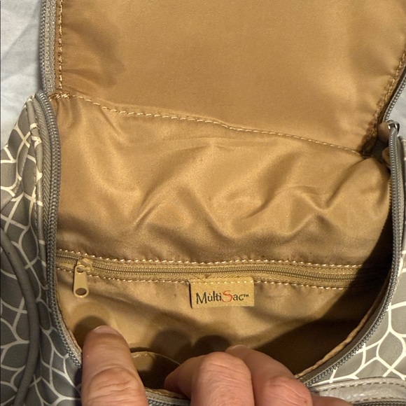 MultiSac Taupe Geometric Print Backpack - Picture 8 of 9